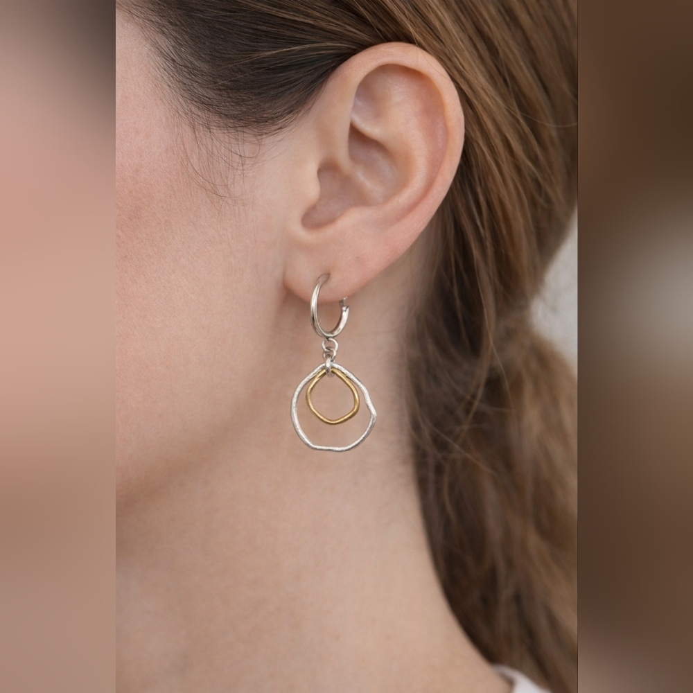 belk Two-Tone Silver and Gold Dangle Hoop Earrings